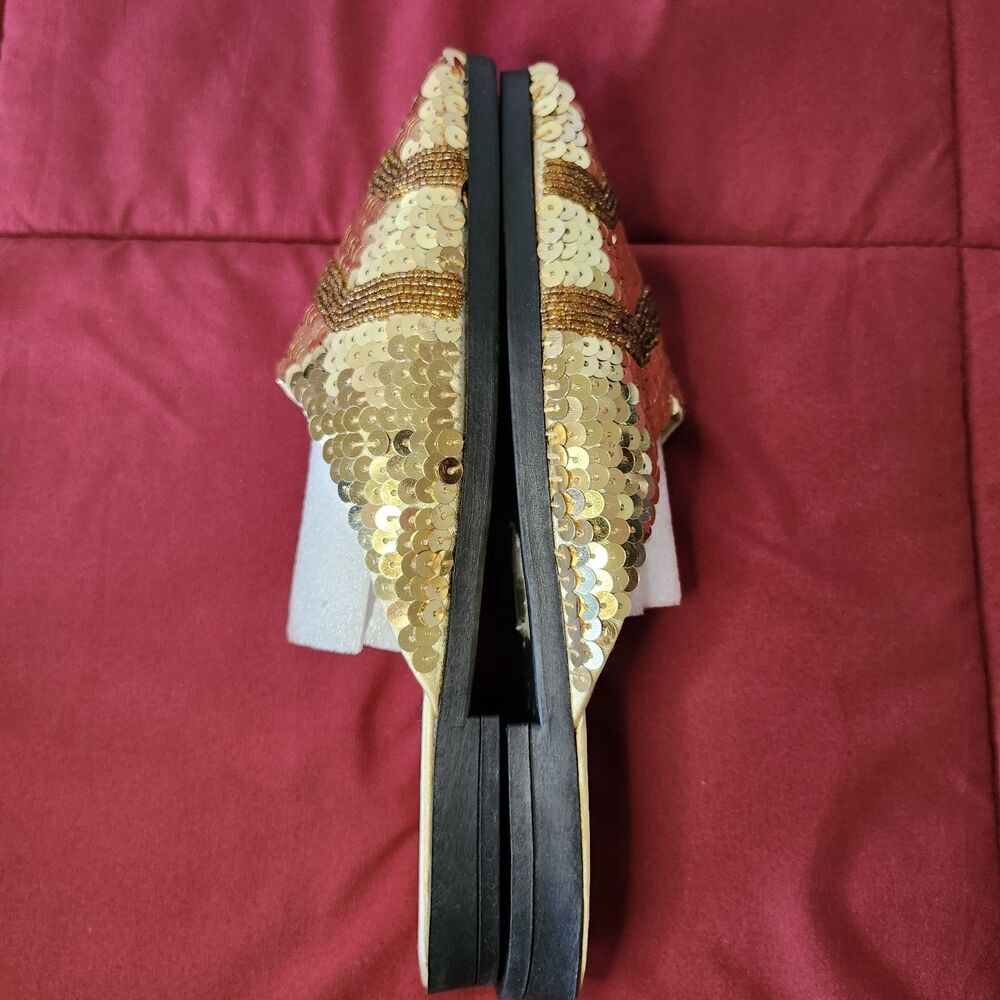 Vintage Easy USA Sequin Beads Mule Slides Y2K Satin Slippers Sz 7 NIB - Picture 8 of 11